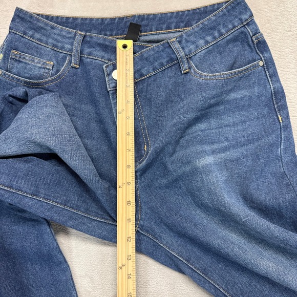 Cider Jeans Women's Large Wide Leg Blue Asymmetrical Crossover High Rise Baggy - Picture 9 of 11